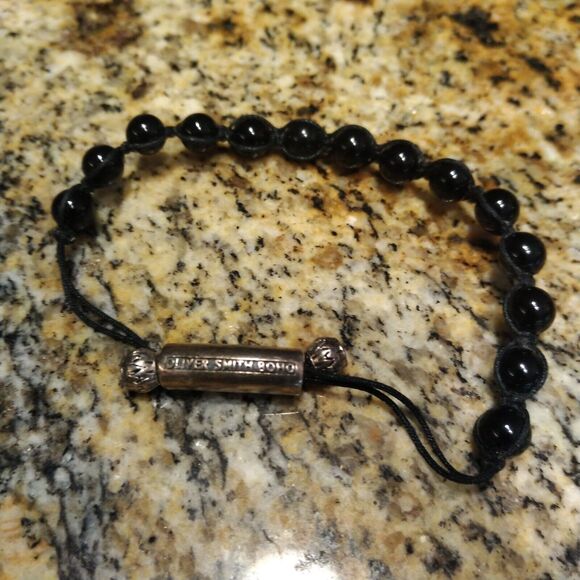 Oliver Smith BOHO Sterling Silver Pull Through Bracelet With Black Onyx SMALL - Picture 1 of 8